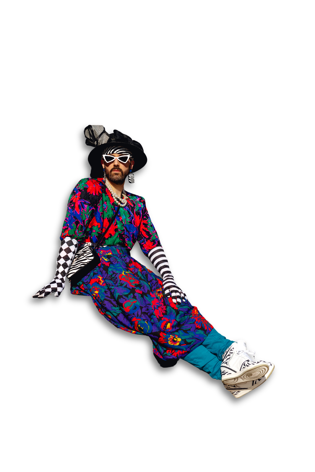 Jordi Luke in a colorful floral outfit